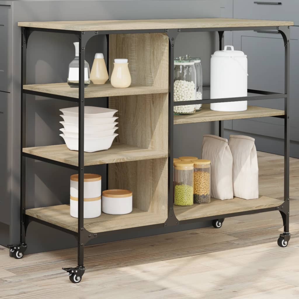 vidaXL Kitchen Trolley Sonoma Oak 100x45x89.5 cm Engineered Wood