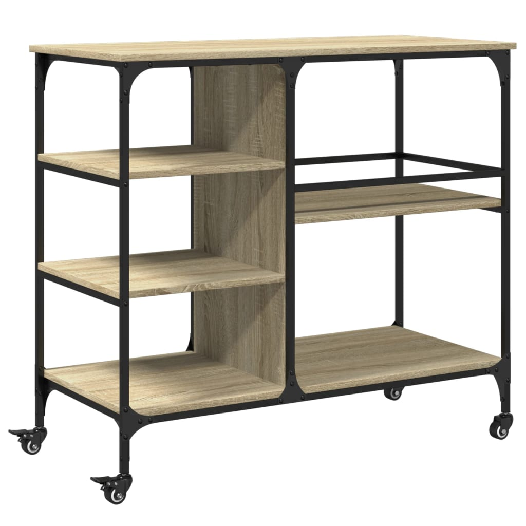 vidaXL Kitchen Trolley Sonoma Oak 100x45x89.5 cm Engineered Wood