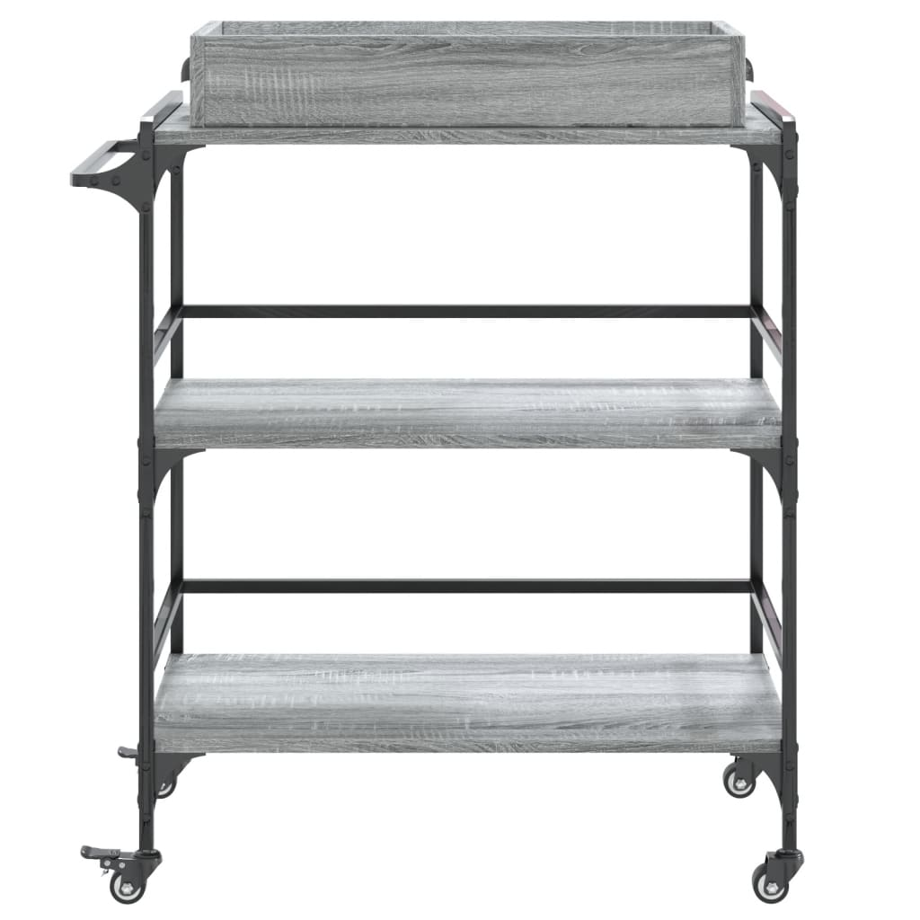 vidaXL Kitchen Trolley Grey Sonoma 81.5x41x92.5 cm Engineered Wood