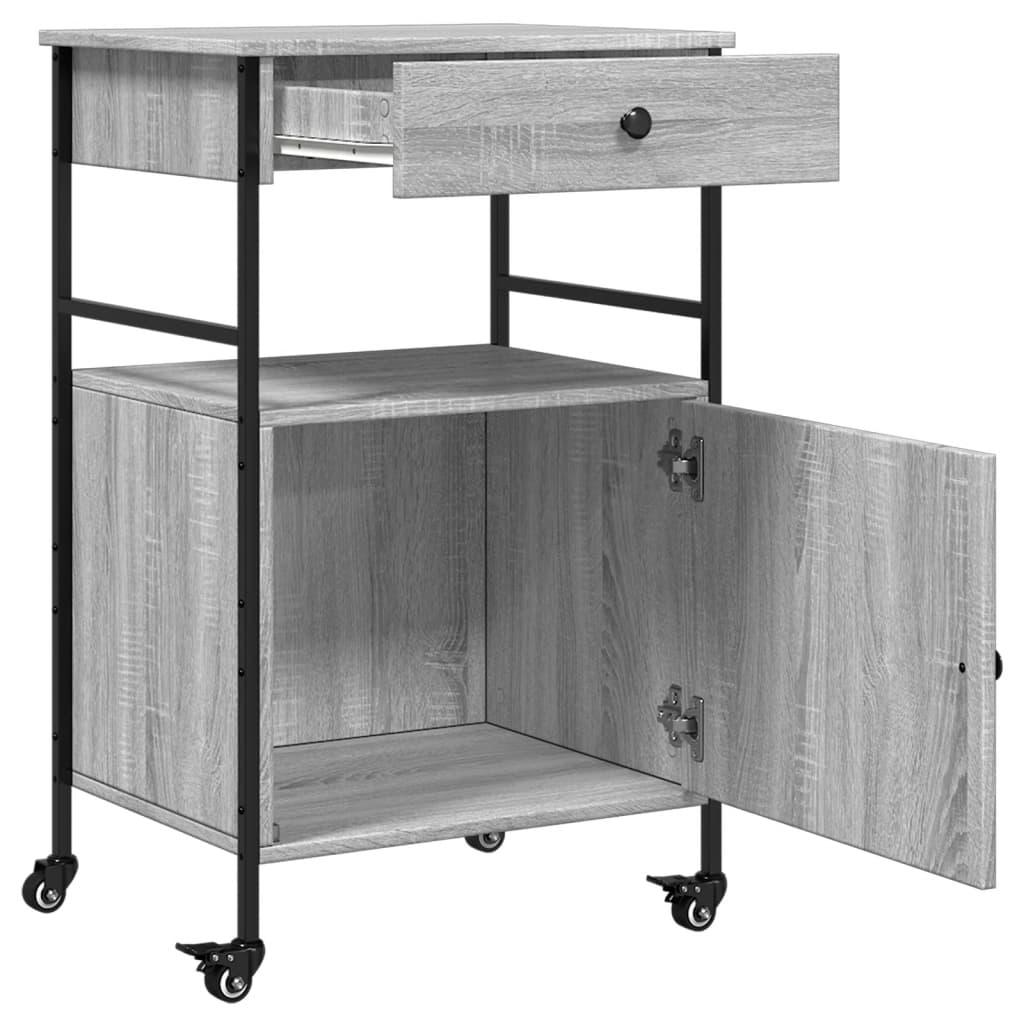 vidaXL Kitchen Trolley Grey Sonoma 56x43x89.5 cm Engineered Wood