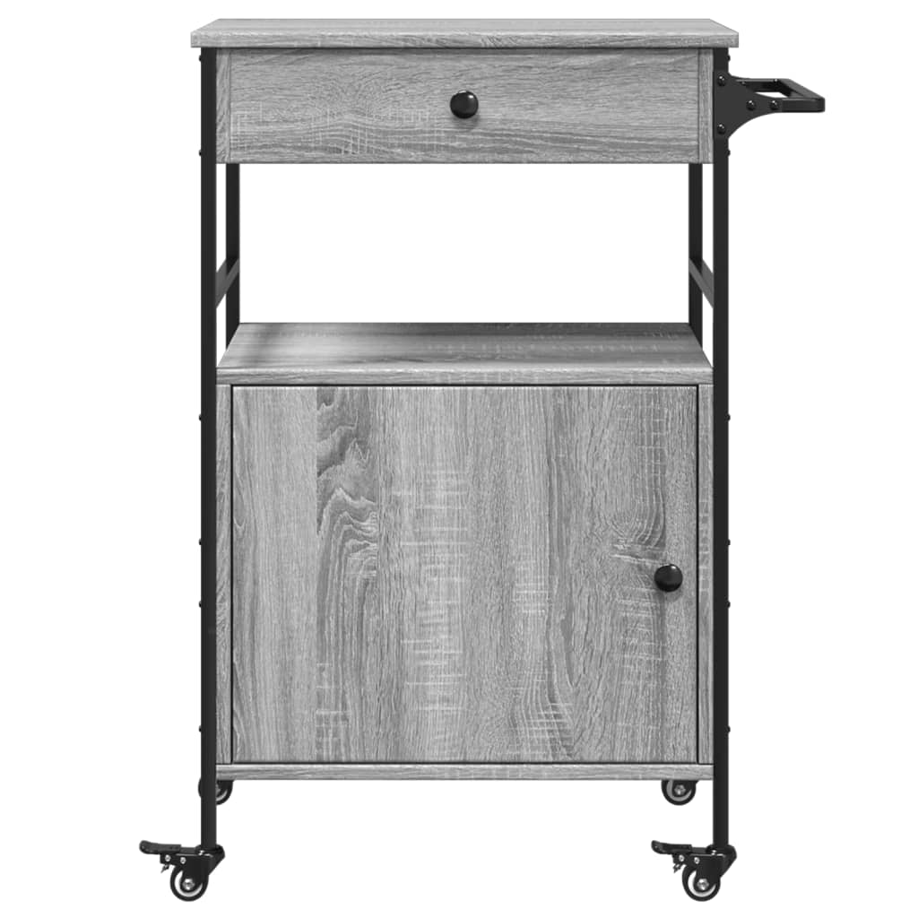 vidaXL Kitchen Trolley Grey Sonoma 56x43x89.5 cm Engineered Wood