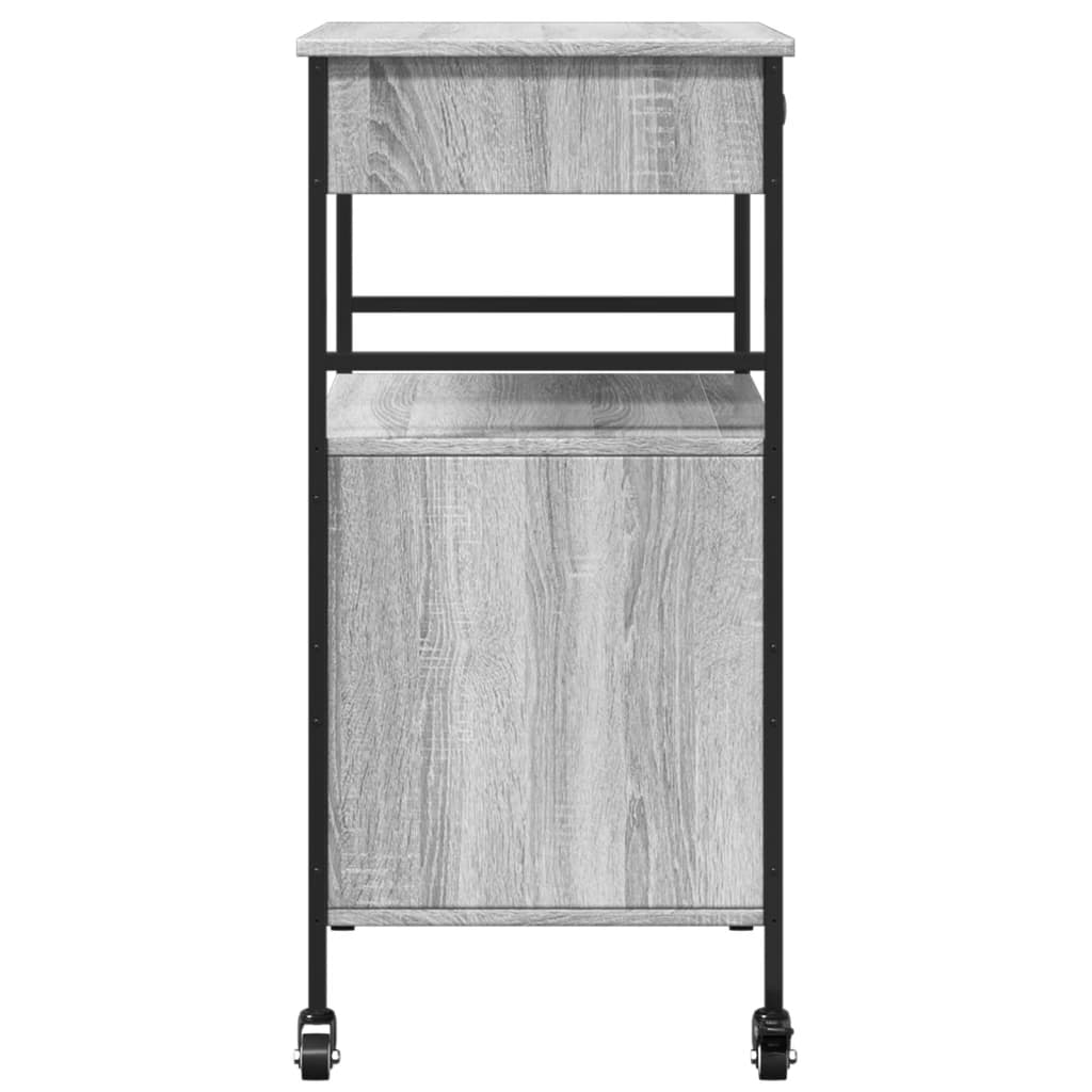 vidaXL Kitchen Trolley Grey Sonoma 56x43x89.5 cm Engineered Wood