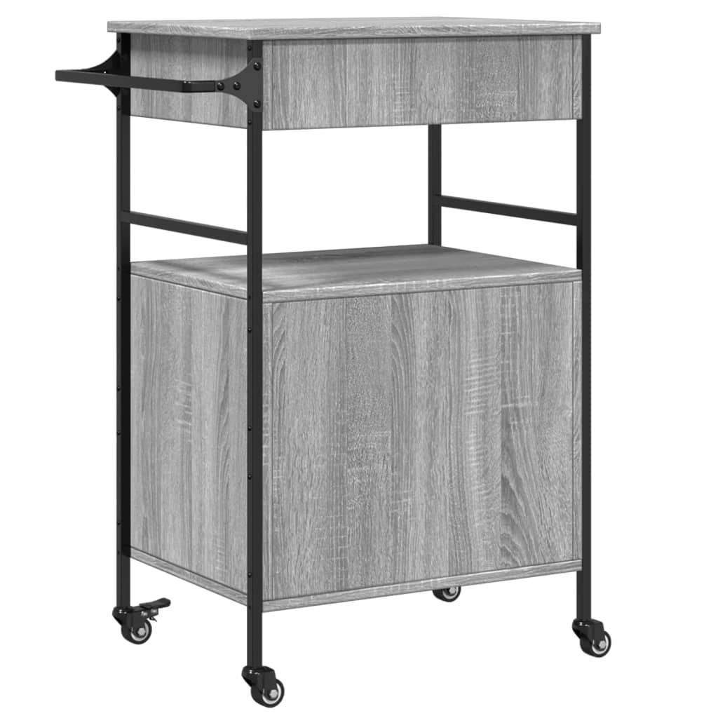 vidaXL Kitchen Trolley Grey Sonoma 56x43x89.5 cm Engineered Wood