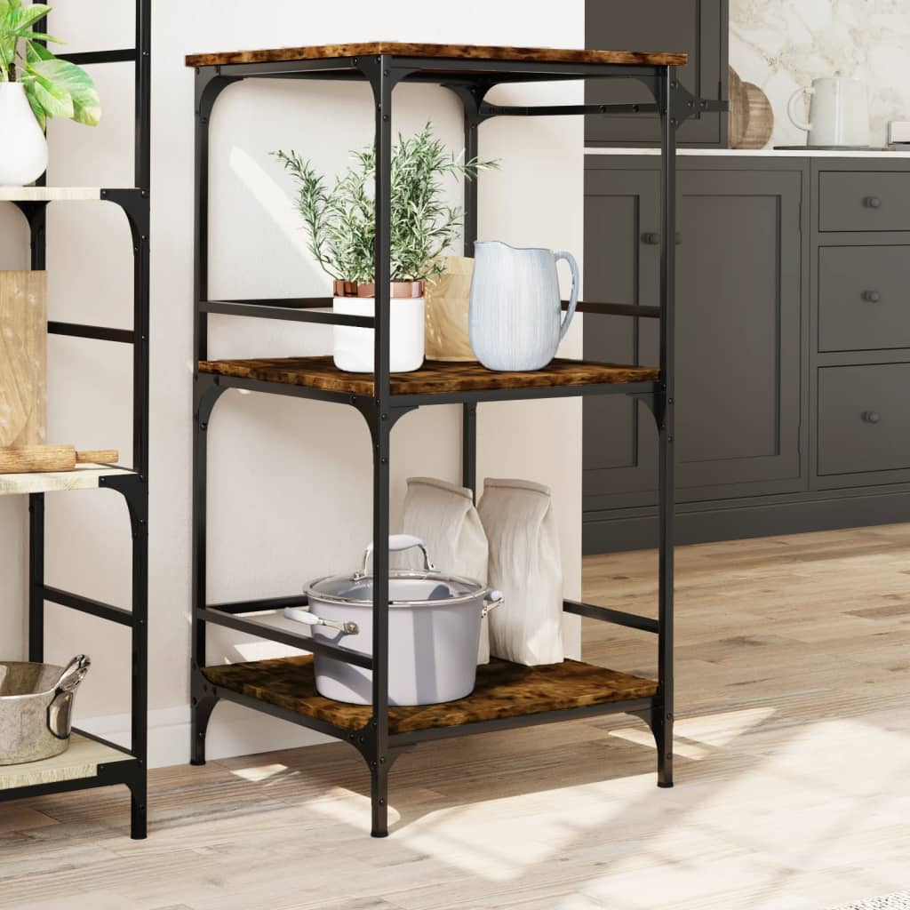 vidaXL Kitchen Trolley Smoked Oak 60.5x50x105 cm Engineered Wood