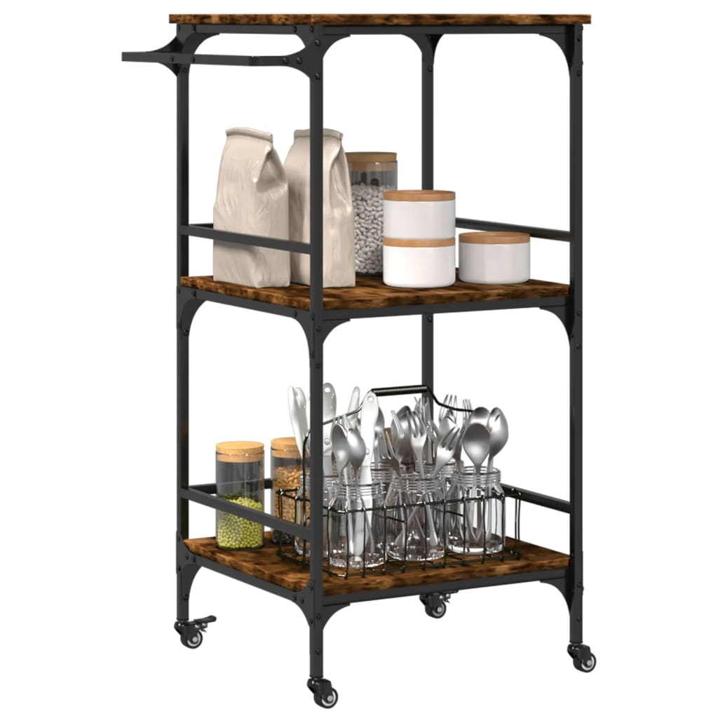 vidaXL Kitchen Trolley Smoked Oak 60.5x50x105 cm Engineered Wood