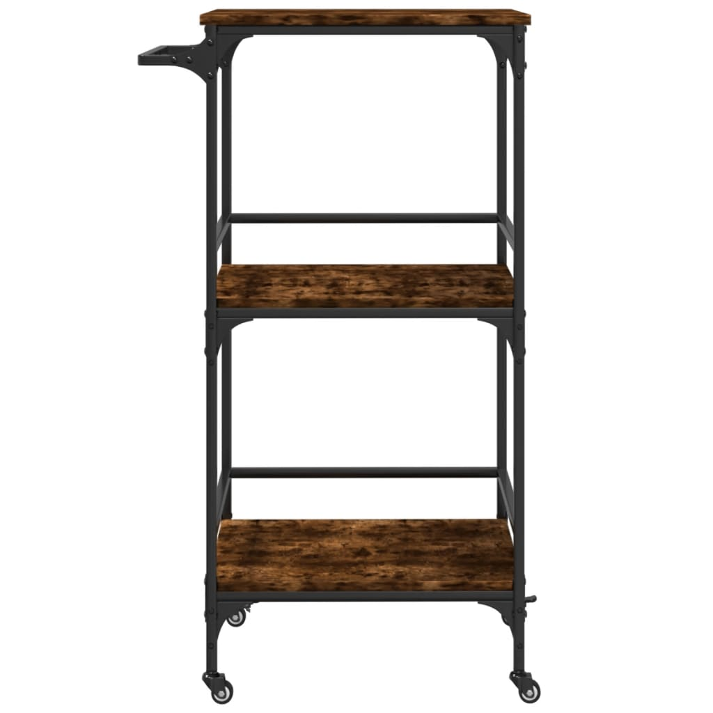 vidaXL Kitchen Trolley Smoked Oak 60.5x50x105 cm Engineered Wood