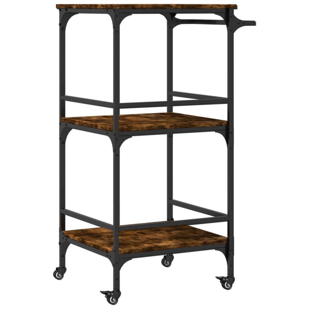 vidaXL Kitchen Trolley Smoked Oak 60.5x50x105 cm Engineered Wood