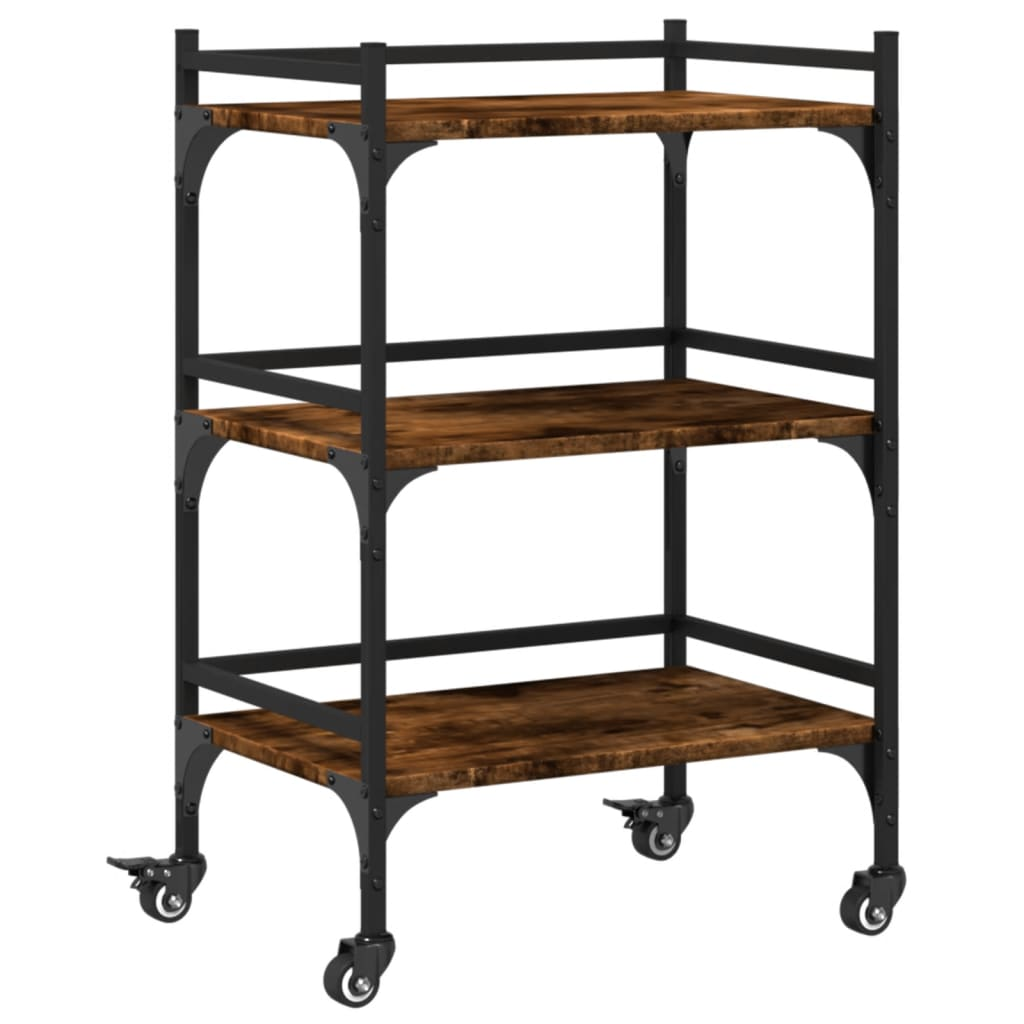 vidaXL Kitchen Trolley Smoked Oak 50x35x75.5 cm Engineered Wood