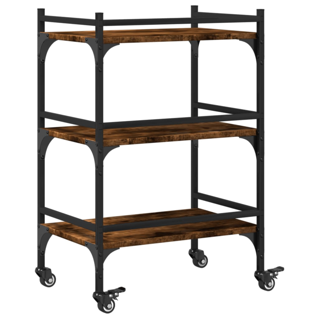 vidaXL Kitchen Trolley Smoked Oak 50x35x75.5 cm Engineered Wood