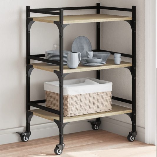 vidaXL Kitchen Trolley Sonoma Oak 50x35x75.5 cm Engineered Wood