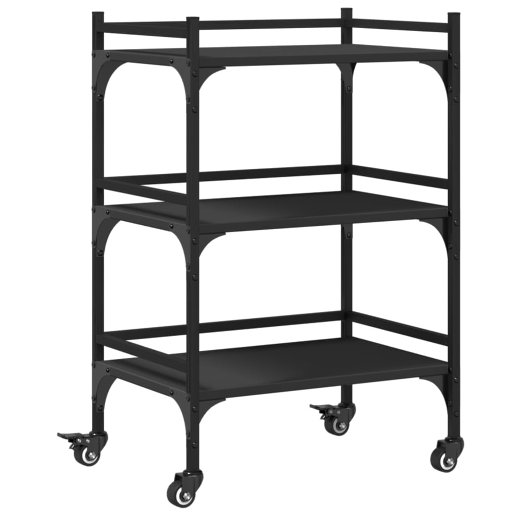 vidaXL Kitchen Trolley Black 50x35x75.5 cm Engineered Wood