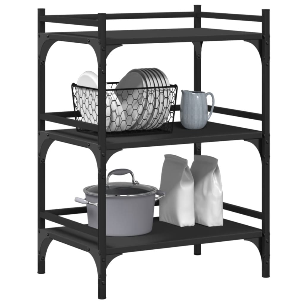 vidaXL Kitchen Trolley Black 50x35x75.5 cm Engineered Wood