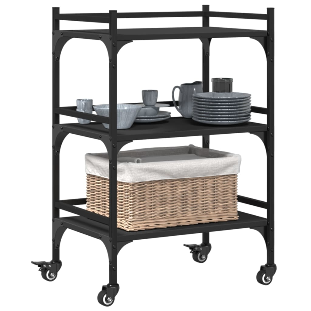 vidaXL Kitchen Trolley Black 50x35x75.5 cm Engineered Wood