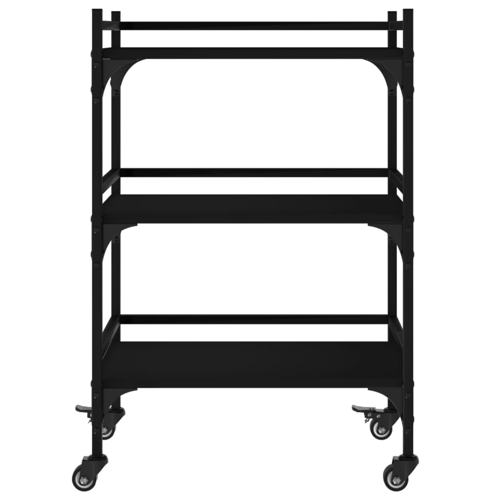 vidaXL Kitchen Trolley Black 50x35x75.5 cm Engineered Wood