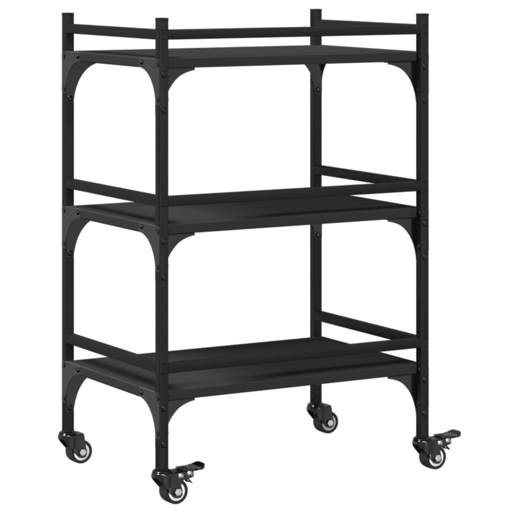 vidaXL Kitchen Trolley Black 50x35x75.5 cm Engineered Wood