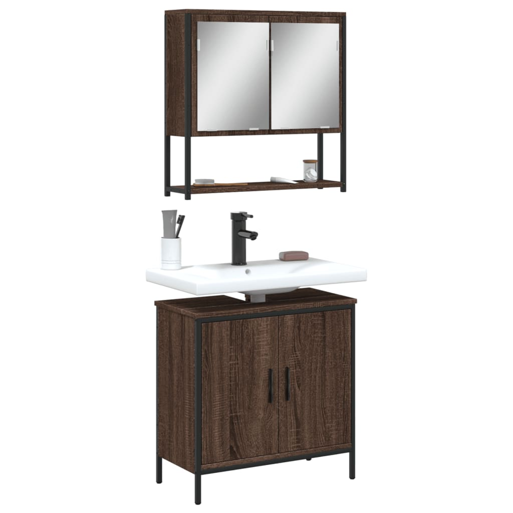 vidaXL 2 Piece Bathroom Furniture Set Brown Oak Engineered Wood