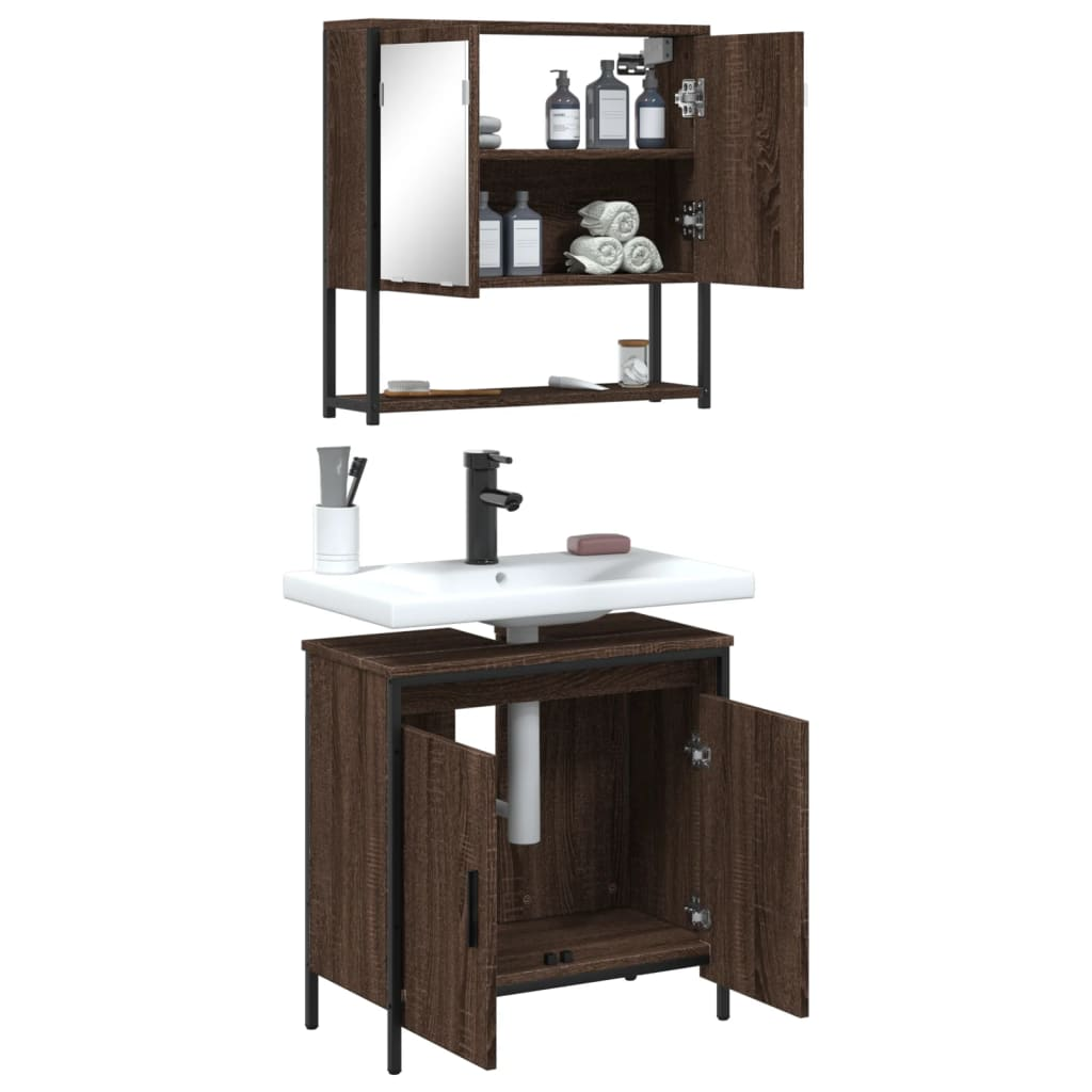 vidaXL 2 Piece Bathroom Furniture Set Brown Oak Engineered Wood