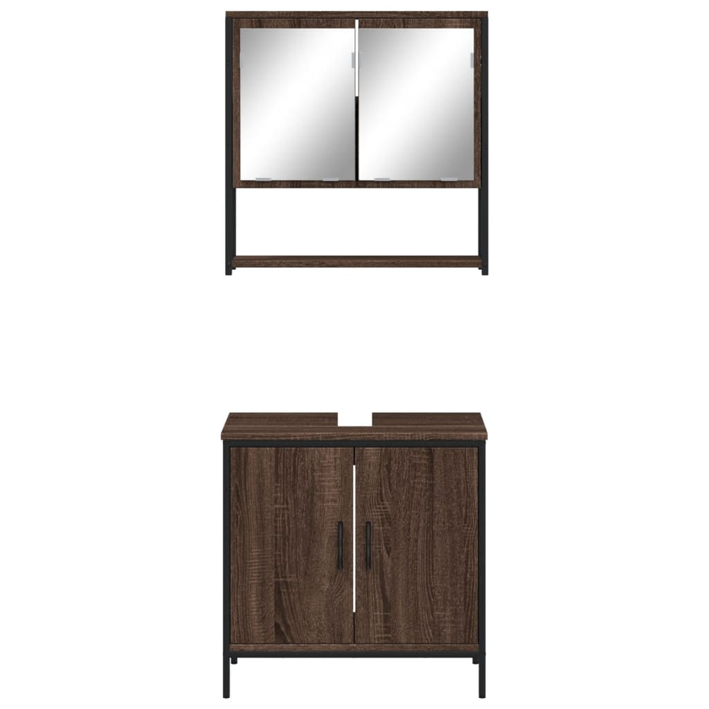 vidaXL 2 Piece Bathroom Furniture Set Brown Oak Engineered Wood