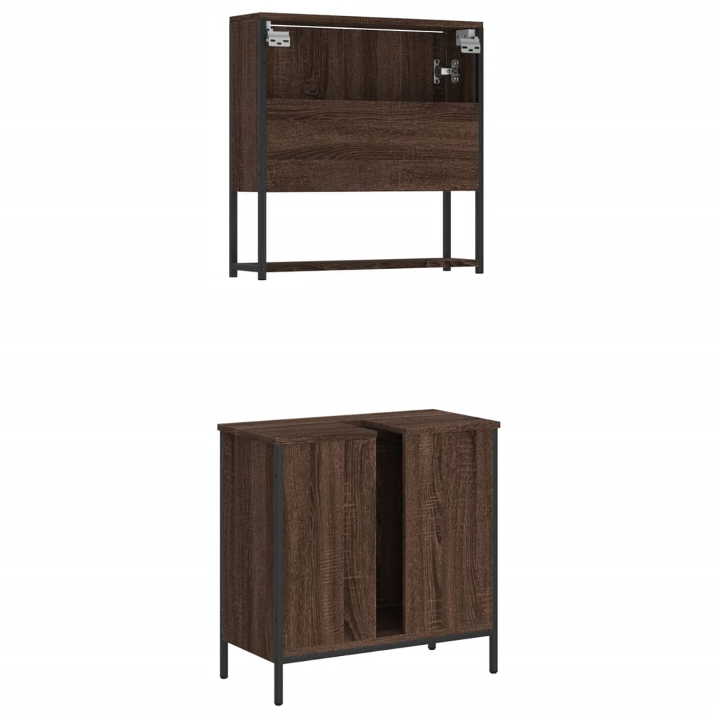 vidaXL 2 Piece Bathroom Furniture Set Brown Oak Engineered Wood