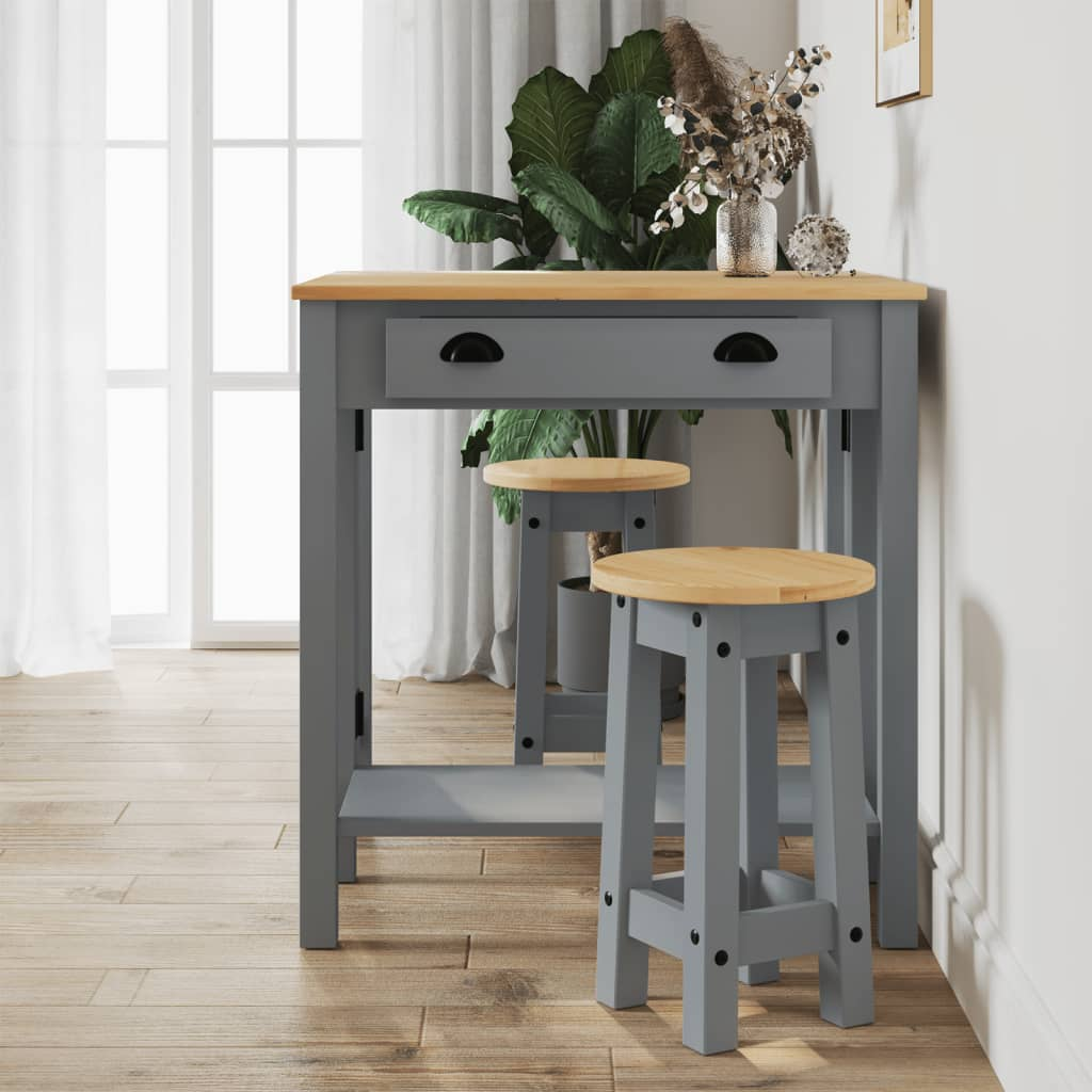 vidaXL Bar Stools 2 pcs Grey Solid Wood Pine