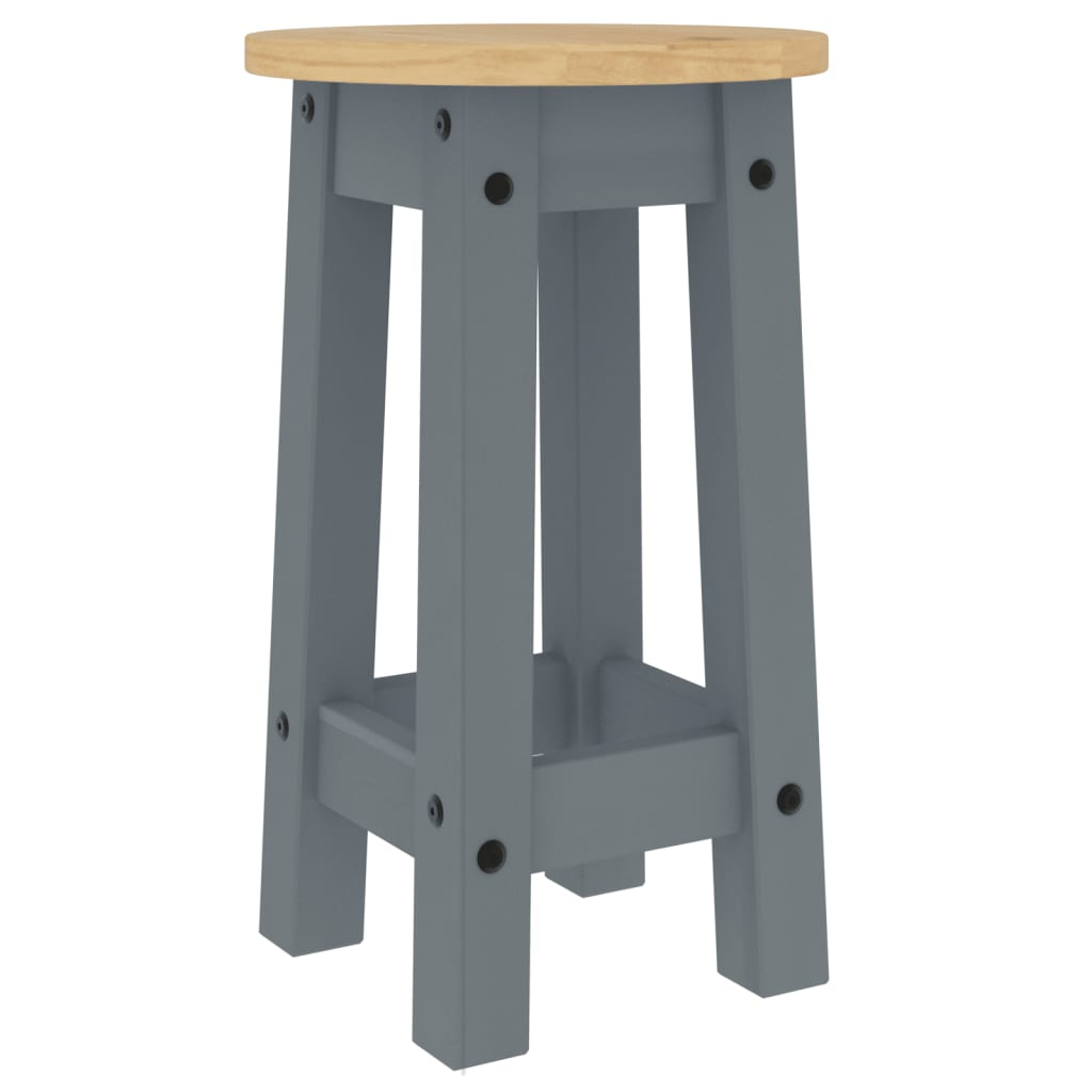 vidaXL Bar Stools 2 pcs Grey Solid Wood Pine