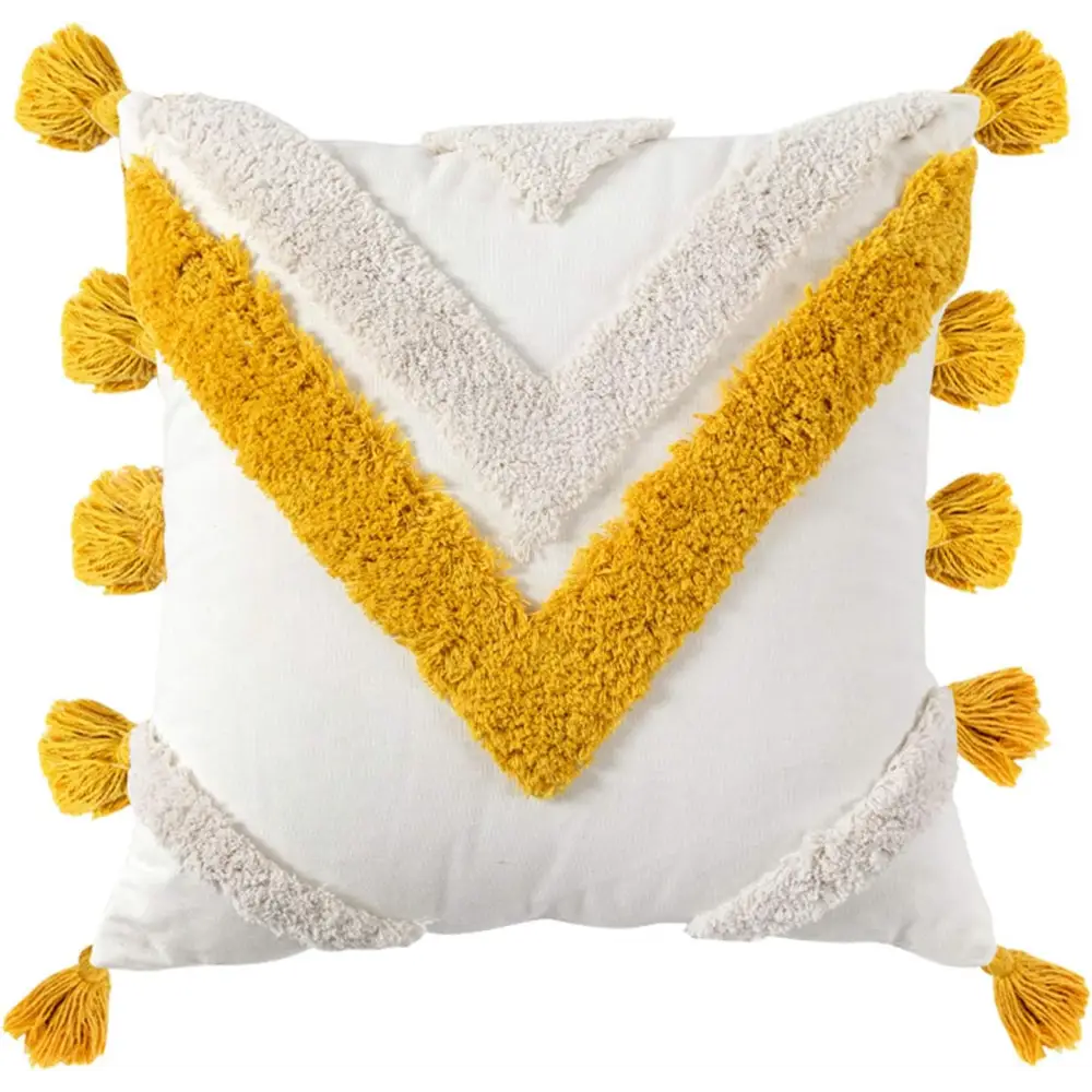 Morocco Tassel Square Throw Pillow Case