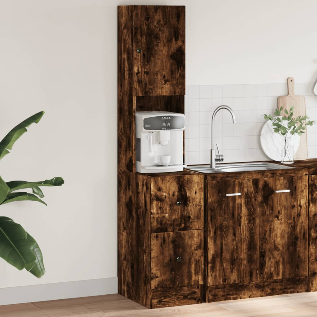 vidaXL Kitchen Cabinet Smoked Oak 35x50x180 cm Engineered Wood