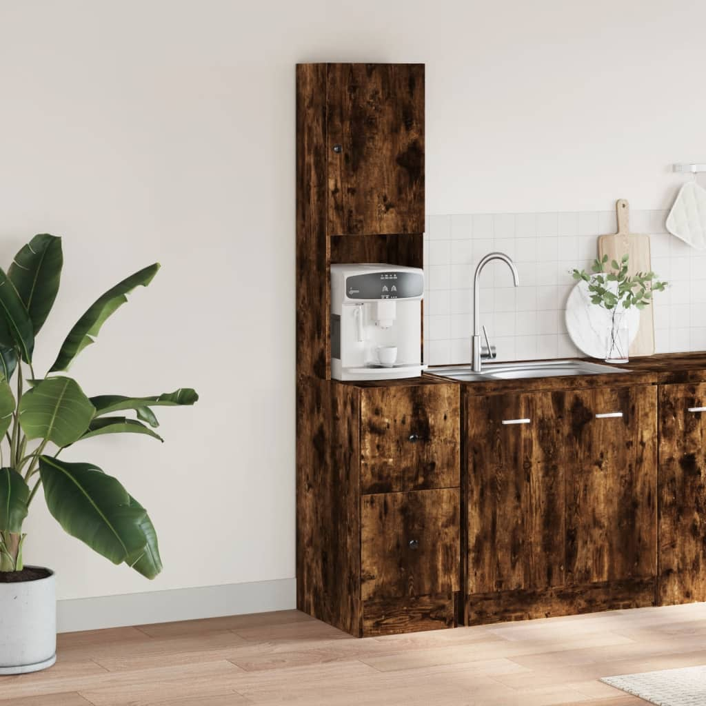 vidaXL Kitchen Cabinet Smoked Oak 35x50x180 cm Engineered Wood