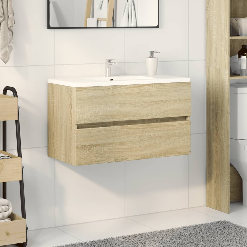 vidaXL Sink Cabinet Sonoma Oak 80x38.5x45 cm Engineered Wood