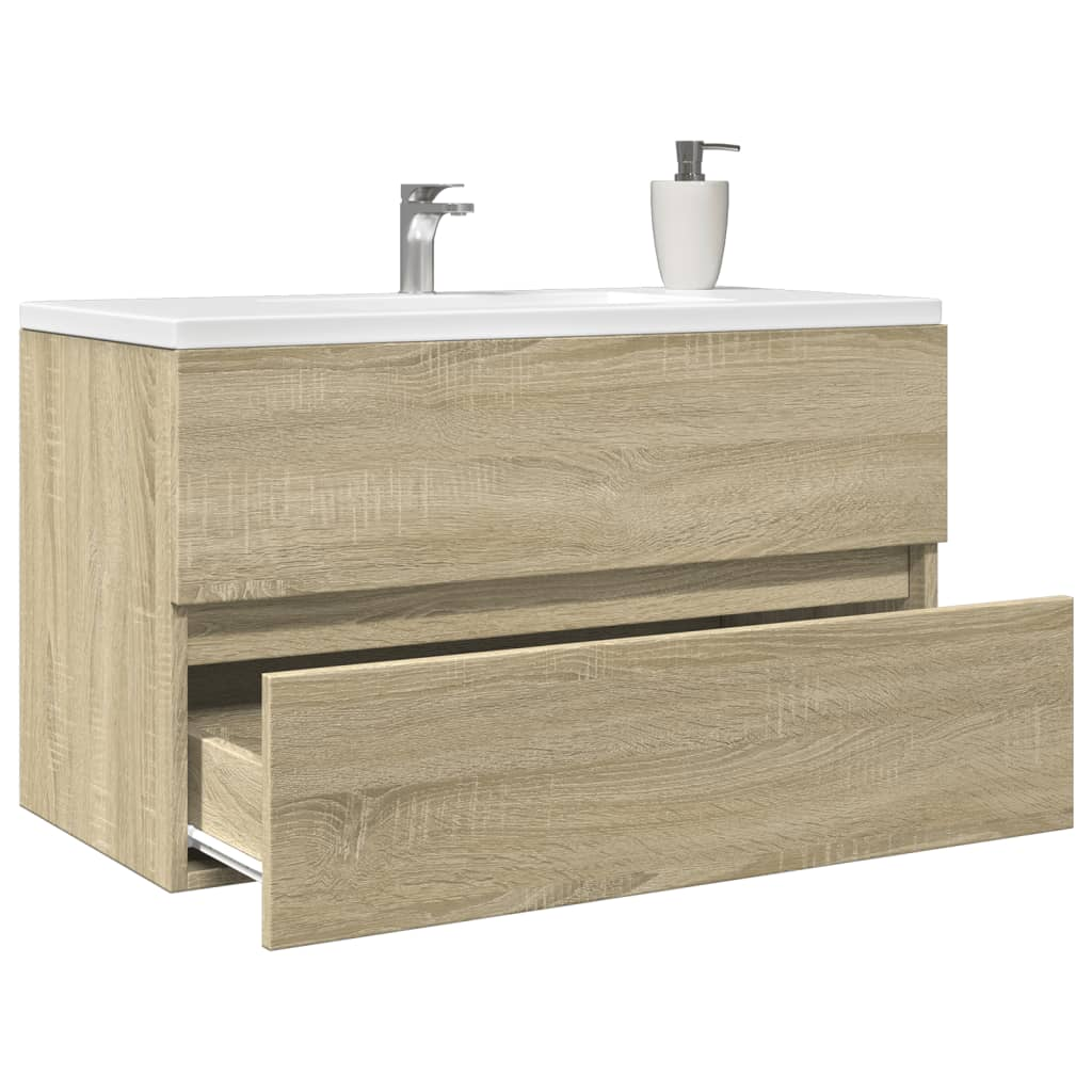 vidaXL Sink Cabinet Sonoma Oak 80x38.5x45 cm Engineered Wood