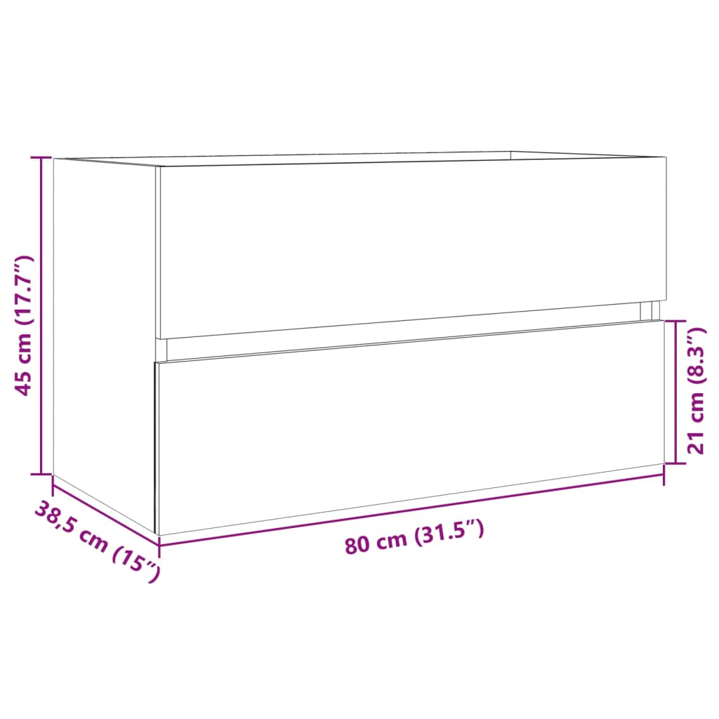 vidaXL Sink Cabinet Sonoma Oak 80x38.5x45 cm Engineered Wood