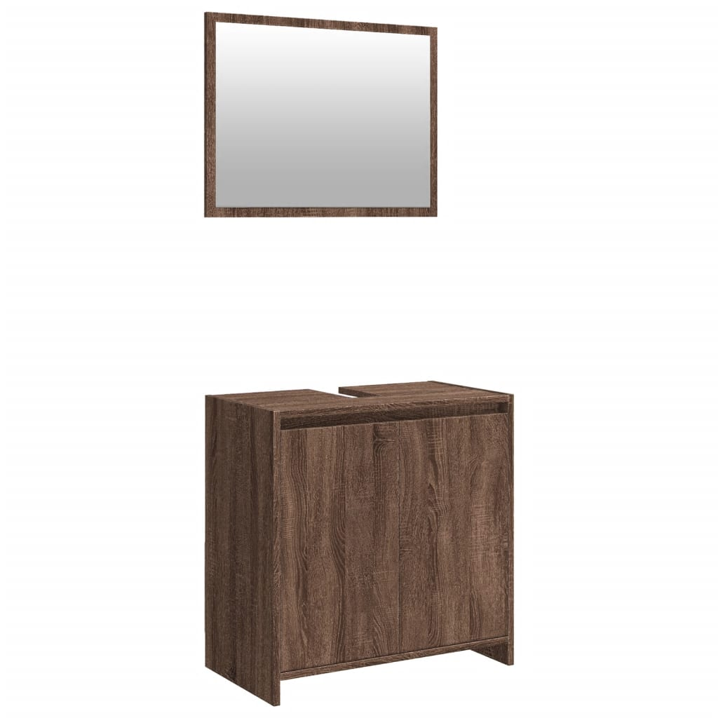 vidaXL 2 Piece Bathroom Furniture Set Brown Oak Engineered Wood