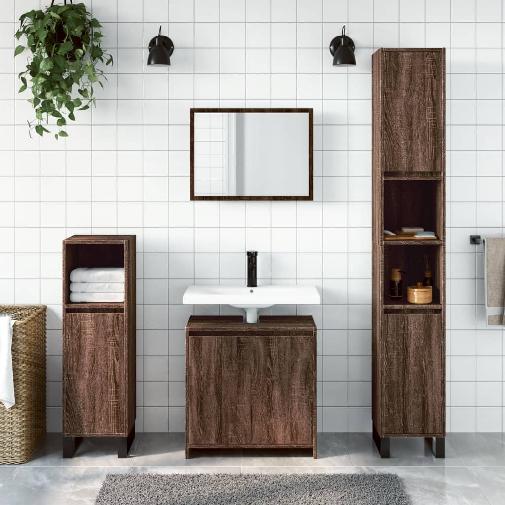 vidaXL 2 Piece Bathroom Furniture Set Brown Oak Engineered Wood