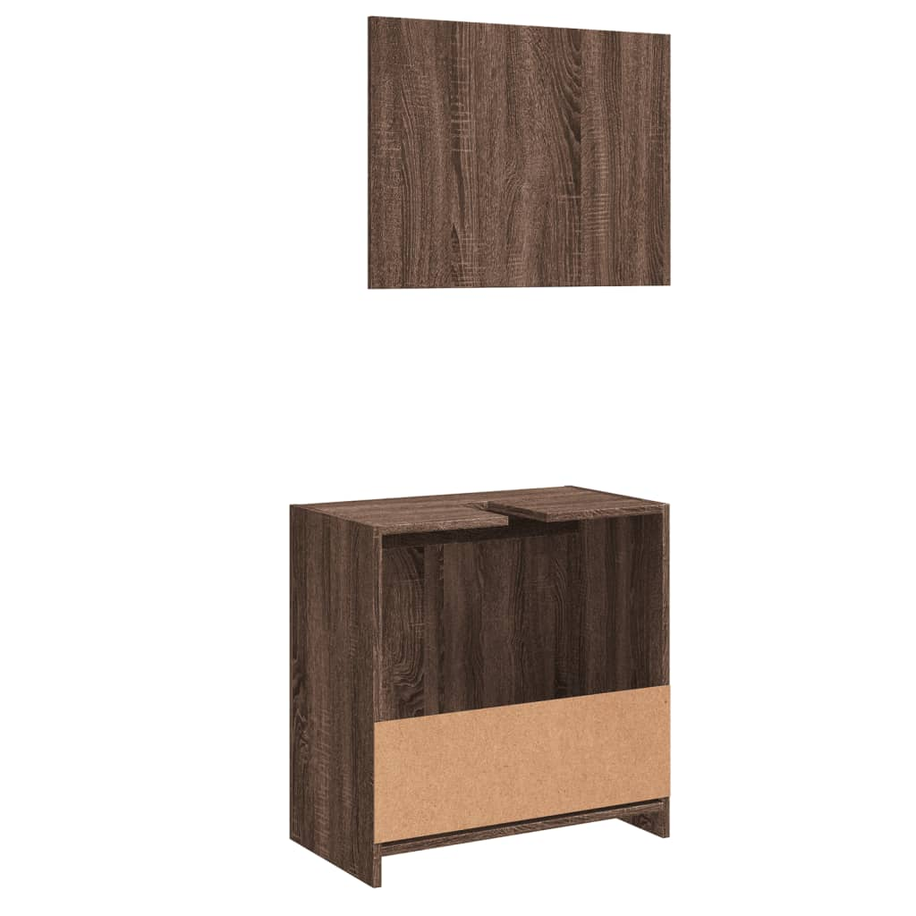 vidaXL 2 Piece Bathroom Furniture Set Brown Oak Engineered Wood