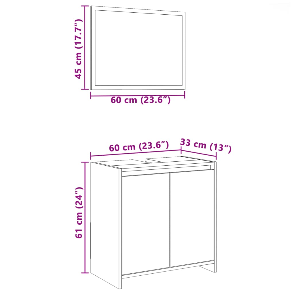 vidaXL 2 Piece Bathroom Furniture Set Brown Oak Engineered Wood