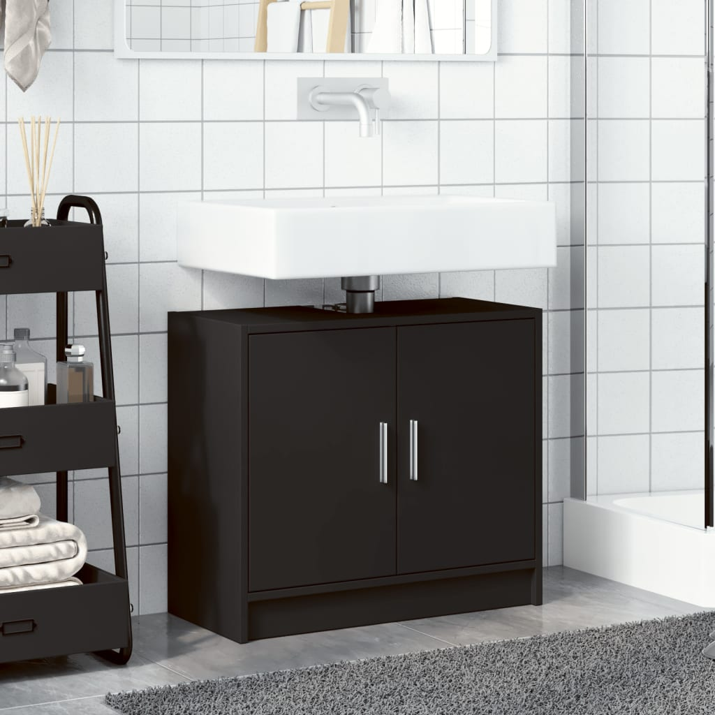 vidaXL Sink Cabinet Black 63x29x55 cm Engineered Wood