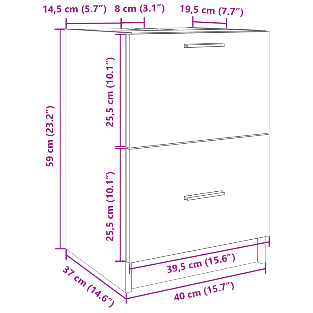 vidaXL Sink Cabinet White 40x37x59 cm Engineered Wood