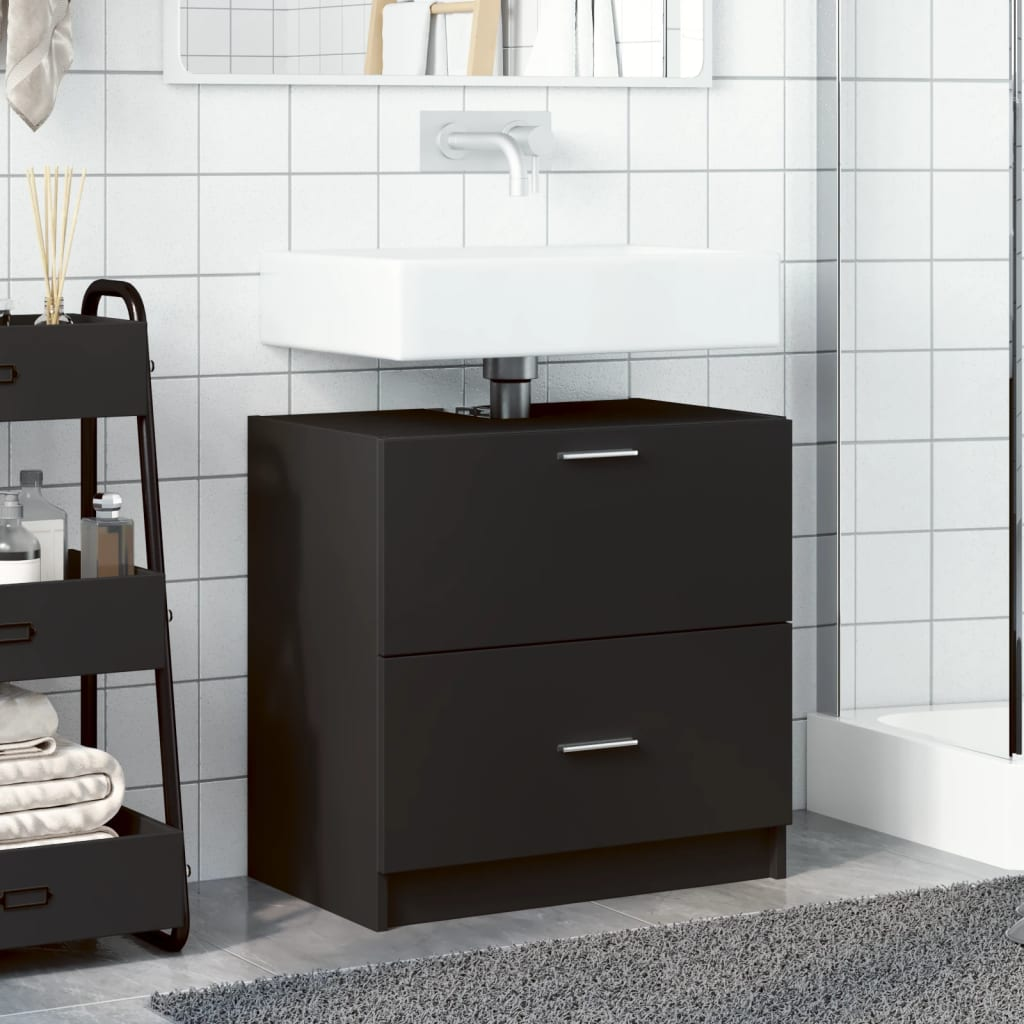 vidaXL Sink Cabinet Black 59x37x59 cm Engineered Wood