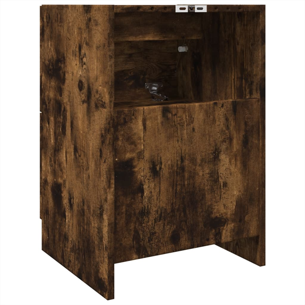 vidaXL Sink Cabinet Smoked Oak 40x37x59 cm Engineered Wood