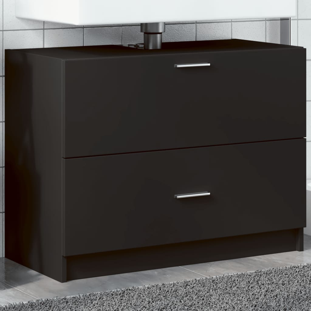 vidaXL Sink Cabinet Black 78x37x59 cm Engineered Wood