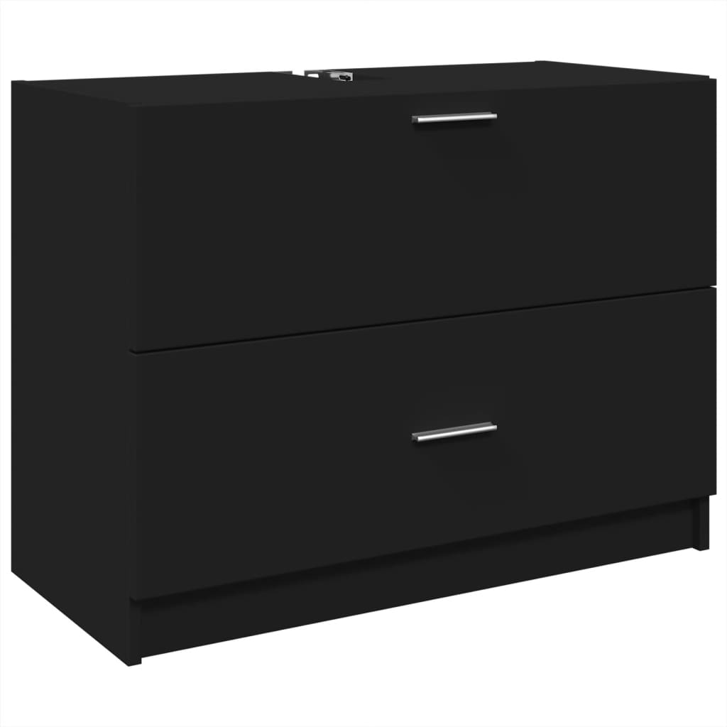 vidaXL Sink Cabinet Black 78x37x59 cm Engineered Wood