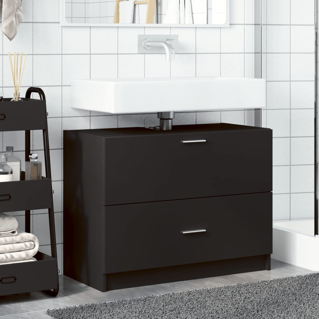 vidaXL Sink Cabinet Black 78x37x59 cm Engineered Wood