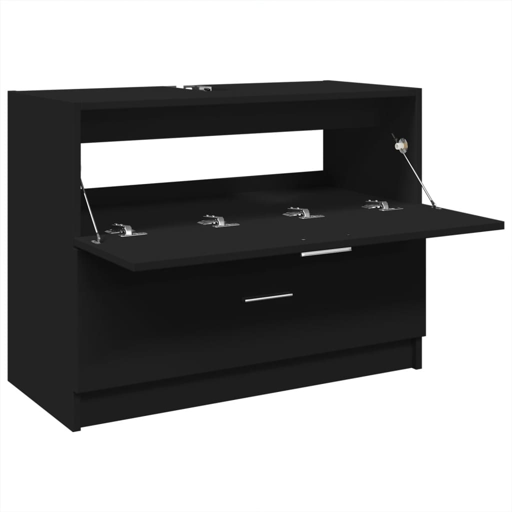 vidaXL Sink Cabinet Black 78x37x59 cm Engineered Wood