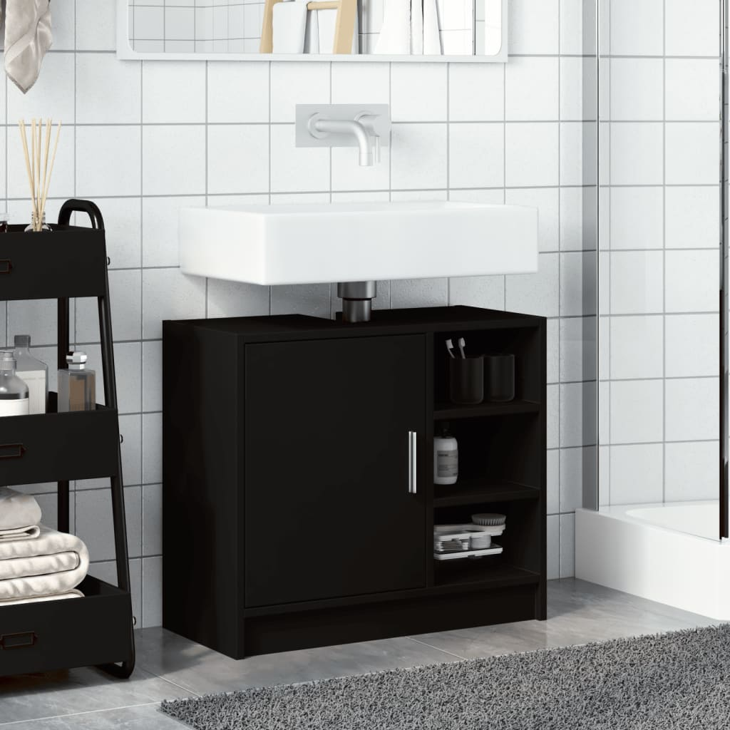 vidaXL Sink Cabinet Black 63x29x55 cm Engineered Wood