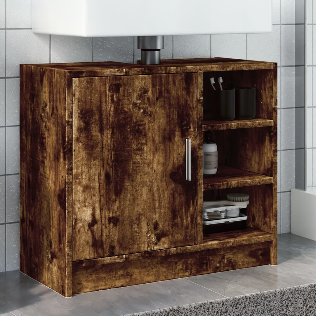 vidaXL Sink Cabinet Smoked Oak 63x29x55 cm Engineered Wood