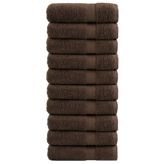 vidaXL Premium Hand Towels SOLUND 10pcs Brown 50x100cm 600gsm