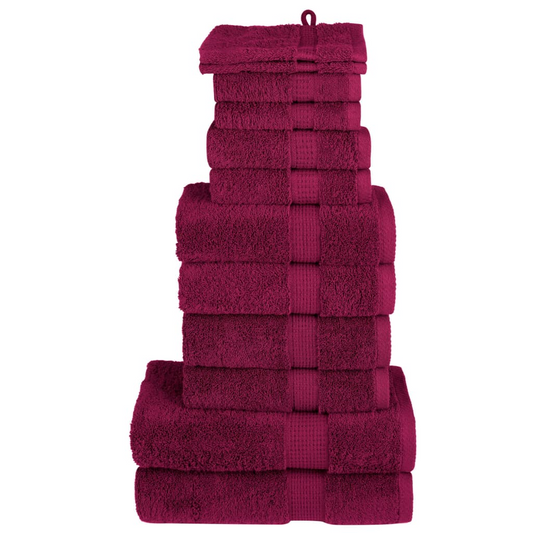 vidaXL 12 Piece Premium Towel Set SOLUND Bordeaux 600 gsm