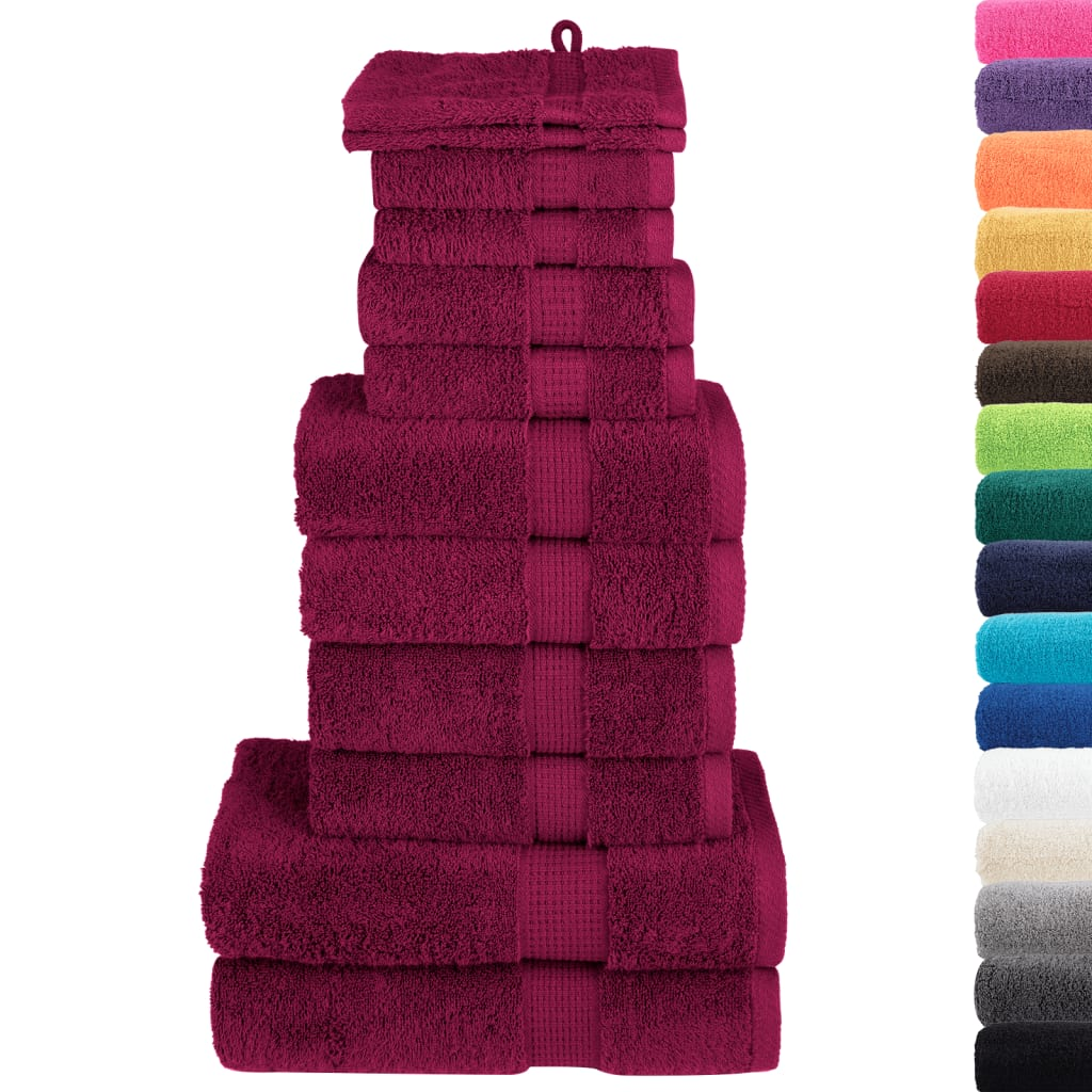 vidaXL 12 Piece Premium Towel Set SOLUND Bordeaux 600 gsm