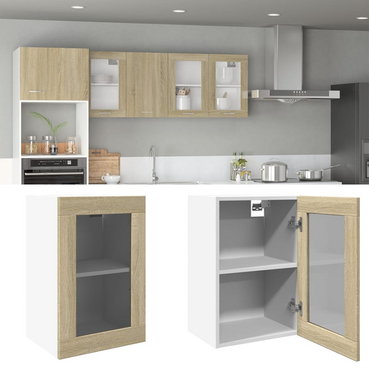 vidaXL Hanging Glass Cabinet Sonoma Oak 40x31x60 cm Engineered Wood