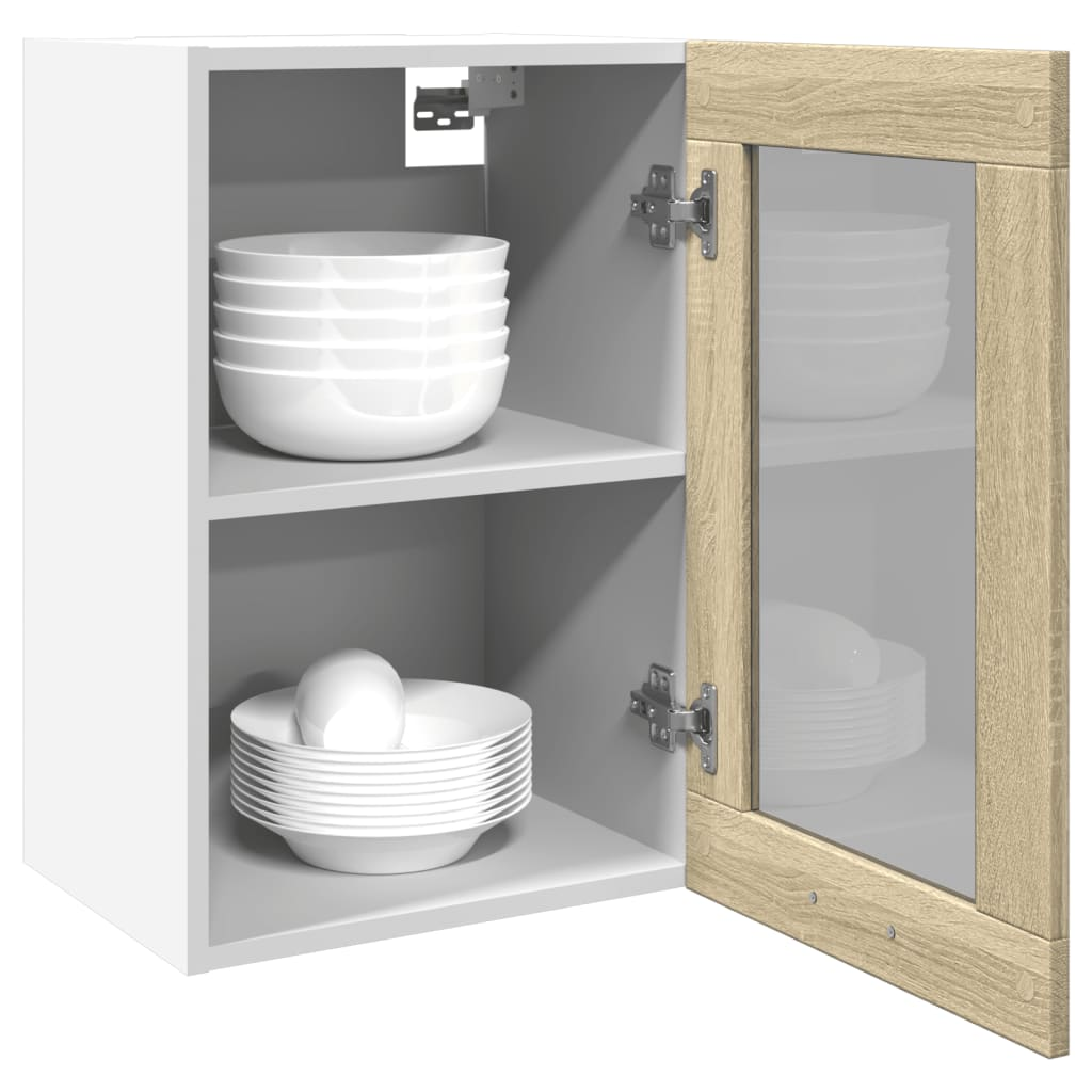 vidaXL Hanging Glass Cabinet Sonoma Oak 40x31x60 cm Engineered Wood